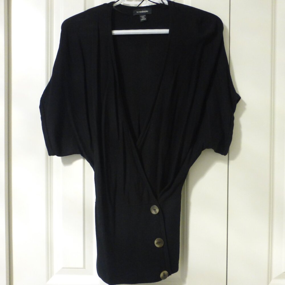LE CHATEAU black deep v-neck short sleeve sweater top